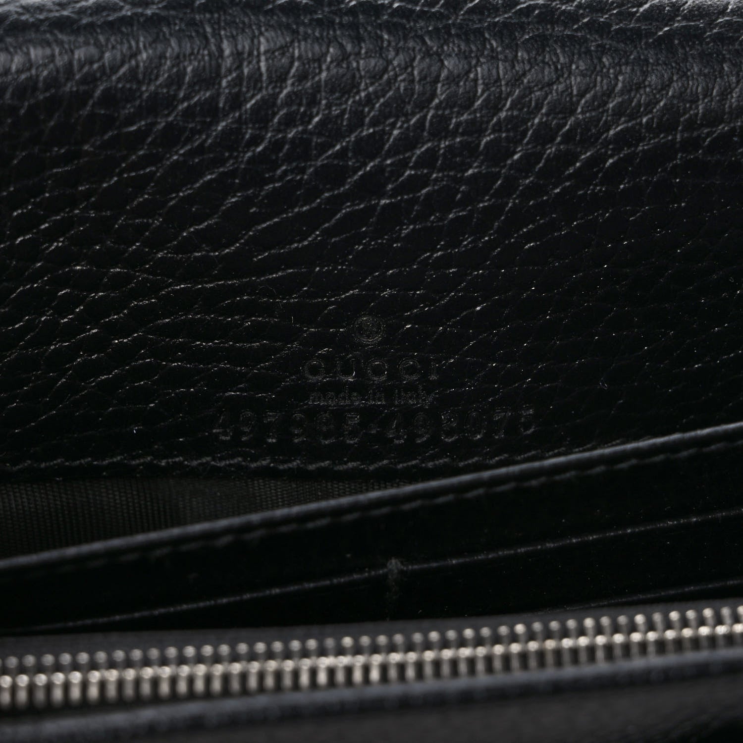 Gucci Dollar Calfskin Enamel Monochrome Mini GG Marmont Chain Wallet Black 7 of 9