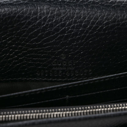 Gucci Dollar Calfskin Enamel Monochrome Mini GG Marmont Chain Wallet Black 7 of 9