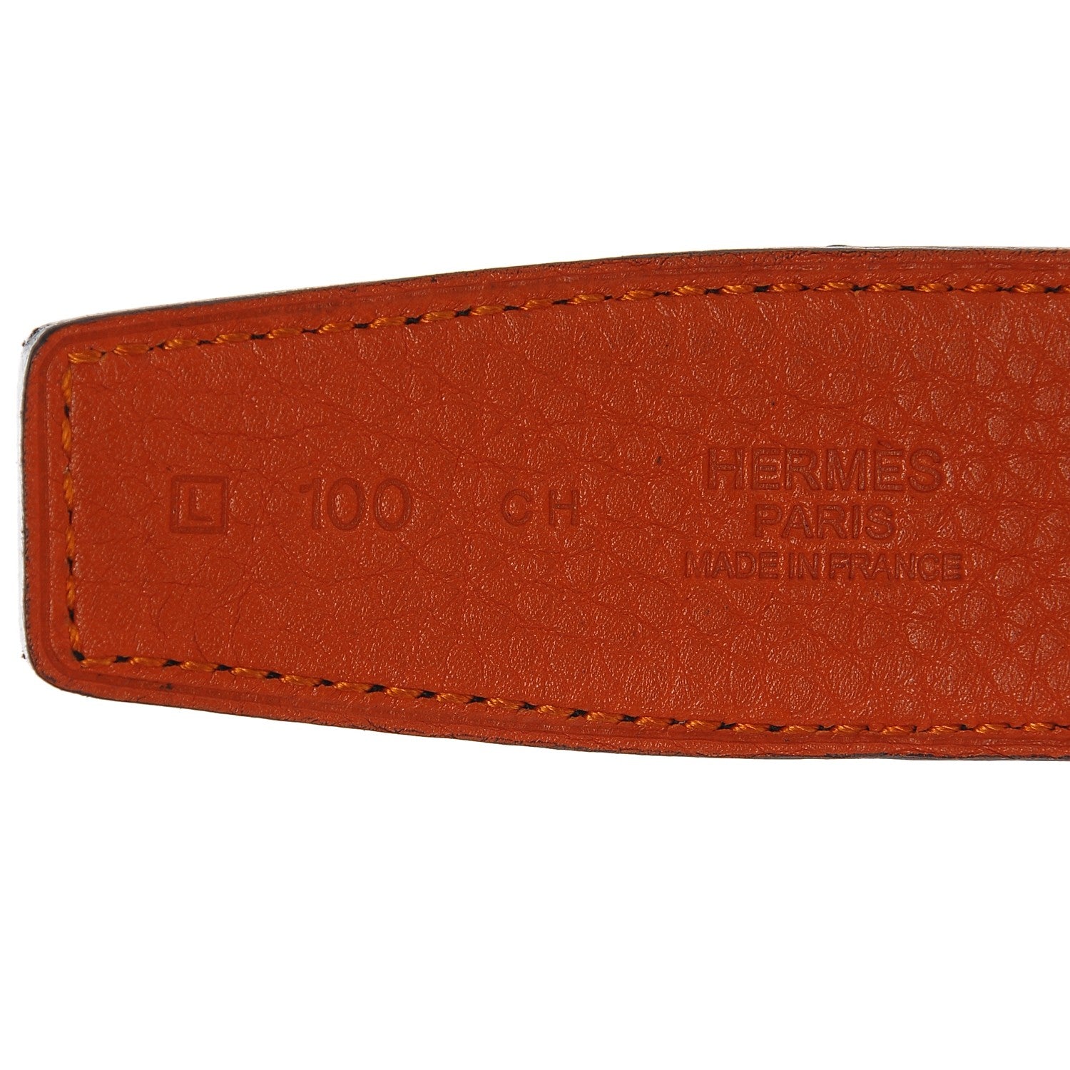 Hermes Togo Box 32mm H Belt 100 Orange Black 6 of 8