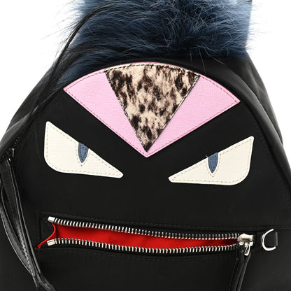 Fendi Nylon Vitello Fox Goat Fur Monster Eyes Mini Backpack Black Multicolor Sky 10 of 10