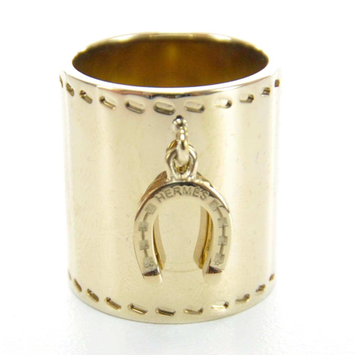 Hermes Charms Fer a Cheval Horseshoe Scarf Ring Gold 1 of 5