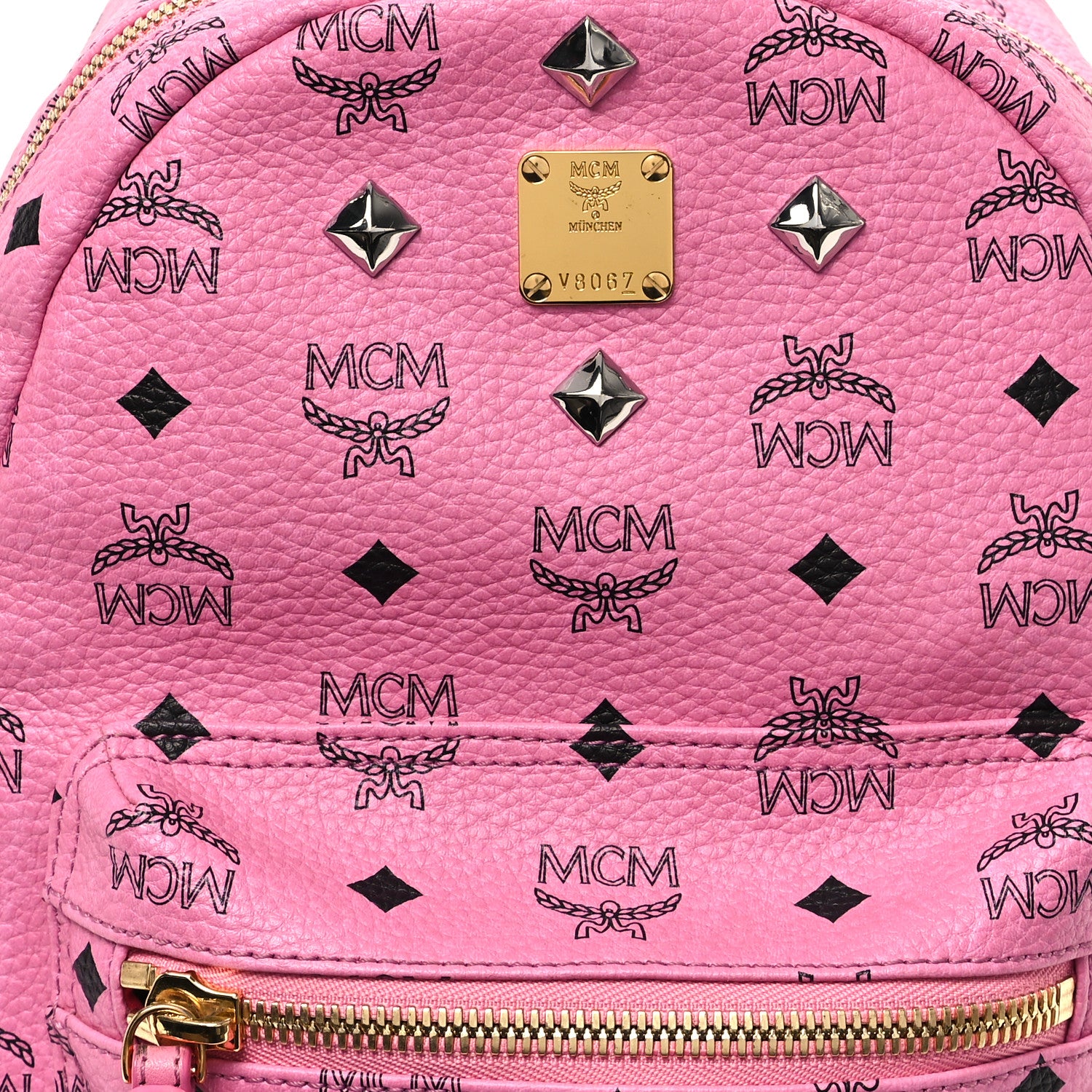 MCM Visetos Small Sprinkle Stud Stark Backpack Pink 8 of 12