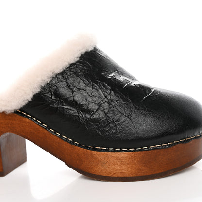 Chanel Crackled Sheepskin CC Mules 40 Black 11 of 12