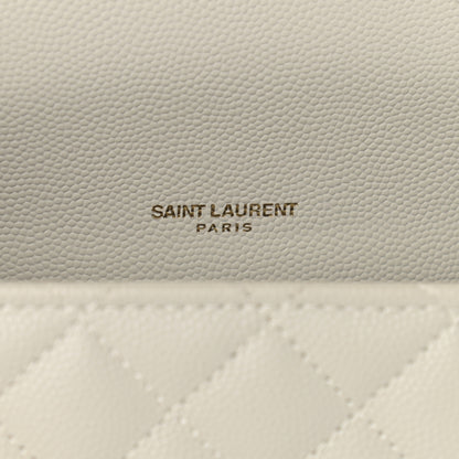 Saint Laurent Grain De Poudre Textured Mixed Matelasse Triquilt Small Monogram Satchel Crema Soft 7 of 13