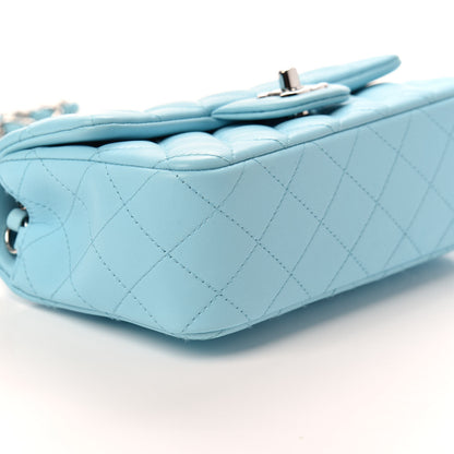 Chanel Lambskin Quilted Mini Rectangular Flap Neon Blue 6 of 10