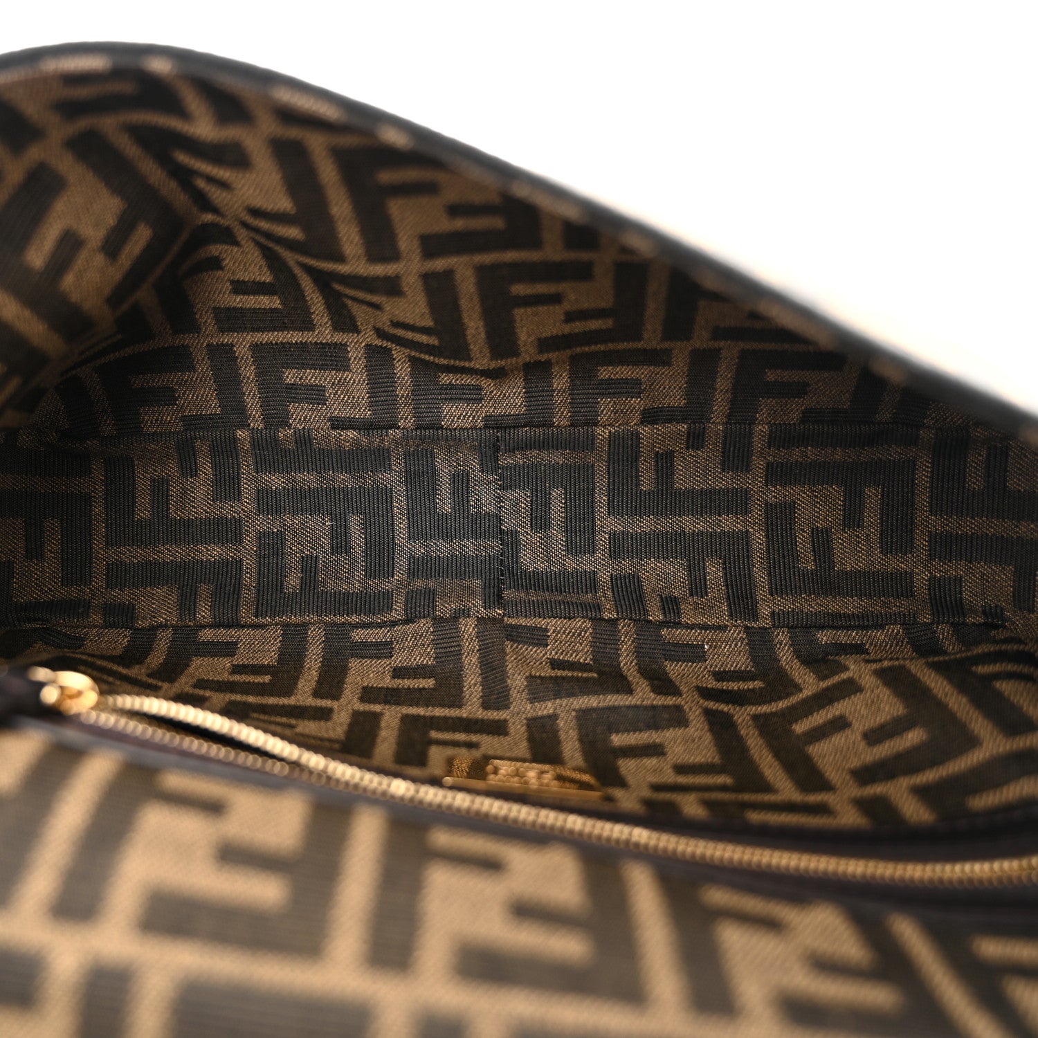 Fendi Fabric Jacquard FF 1974 Medium Baguette Tobacco Moro Black 5 of 10