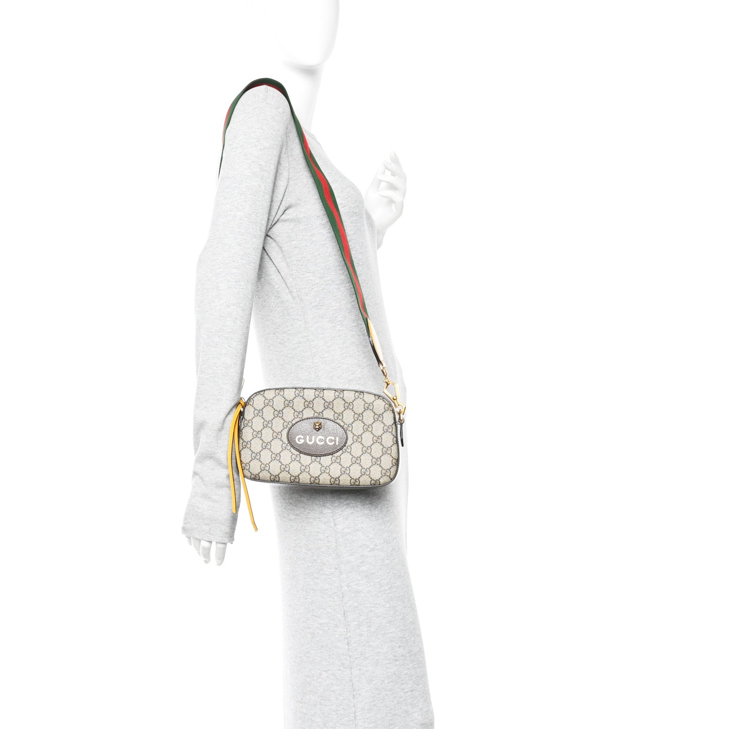 Gucci GG Supreme Monogram Web Neo Vintage Shoulder Bag Beige New Acero Crop 2 of 14