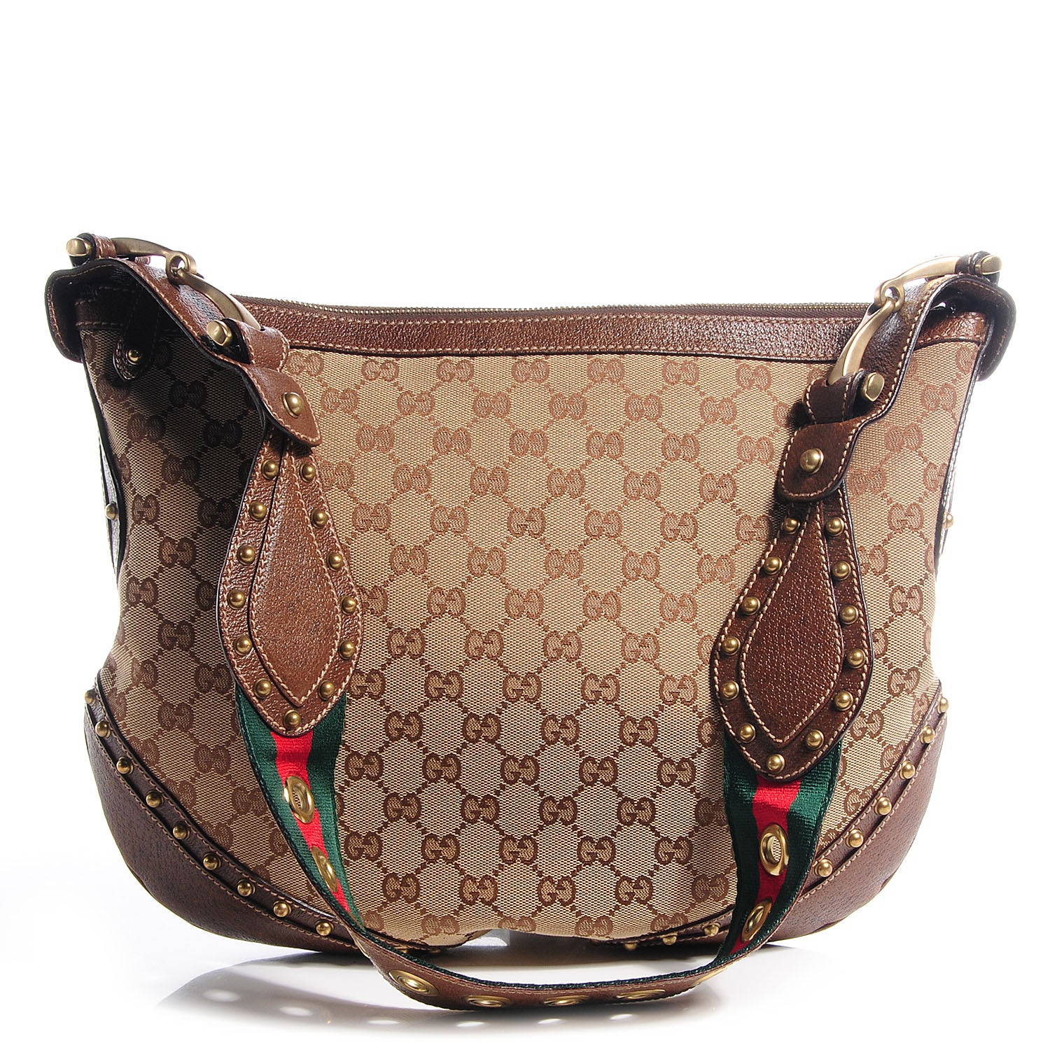 Gucci Monogram Pelham Studded Shoulder Bag Brown 1 of 7