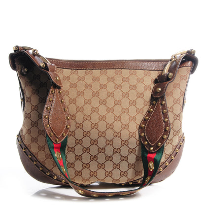 Gucci Monogram Pelham Studded Shoulder Bag Brown 1 of 7