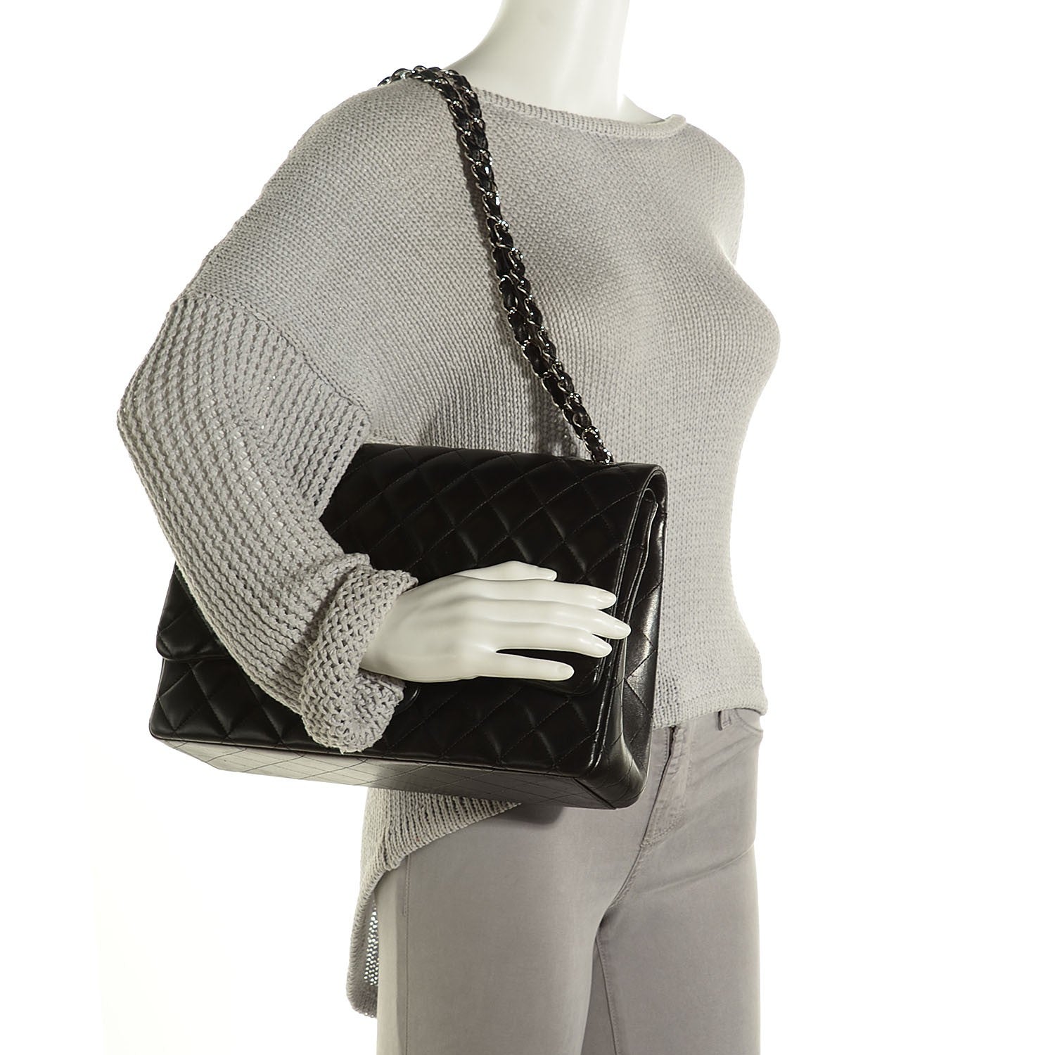 Chanel Lambskin Quilted Maxi Double Flap Black 2 of 8