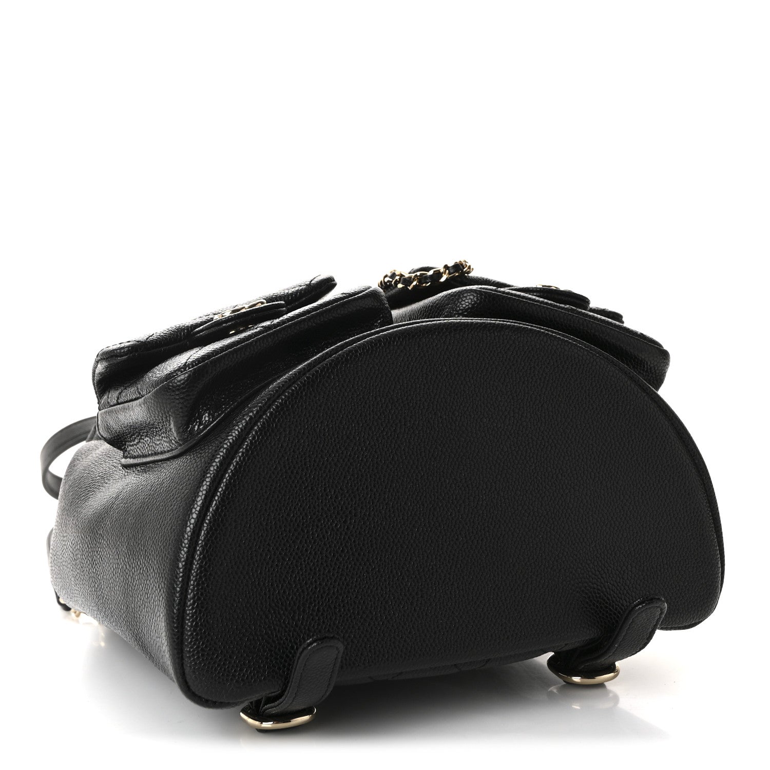 Chanel Shiny Caviar Quilted Medium Duma Pockets Drawstring Backpack Black 4 of 10