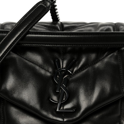 Saint Laurent Lambskin Quilted Monogram Monochrome Medium Loulou Puffer Chain Satchel Black 9 of 11