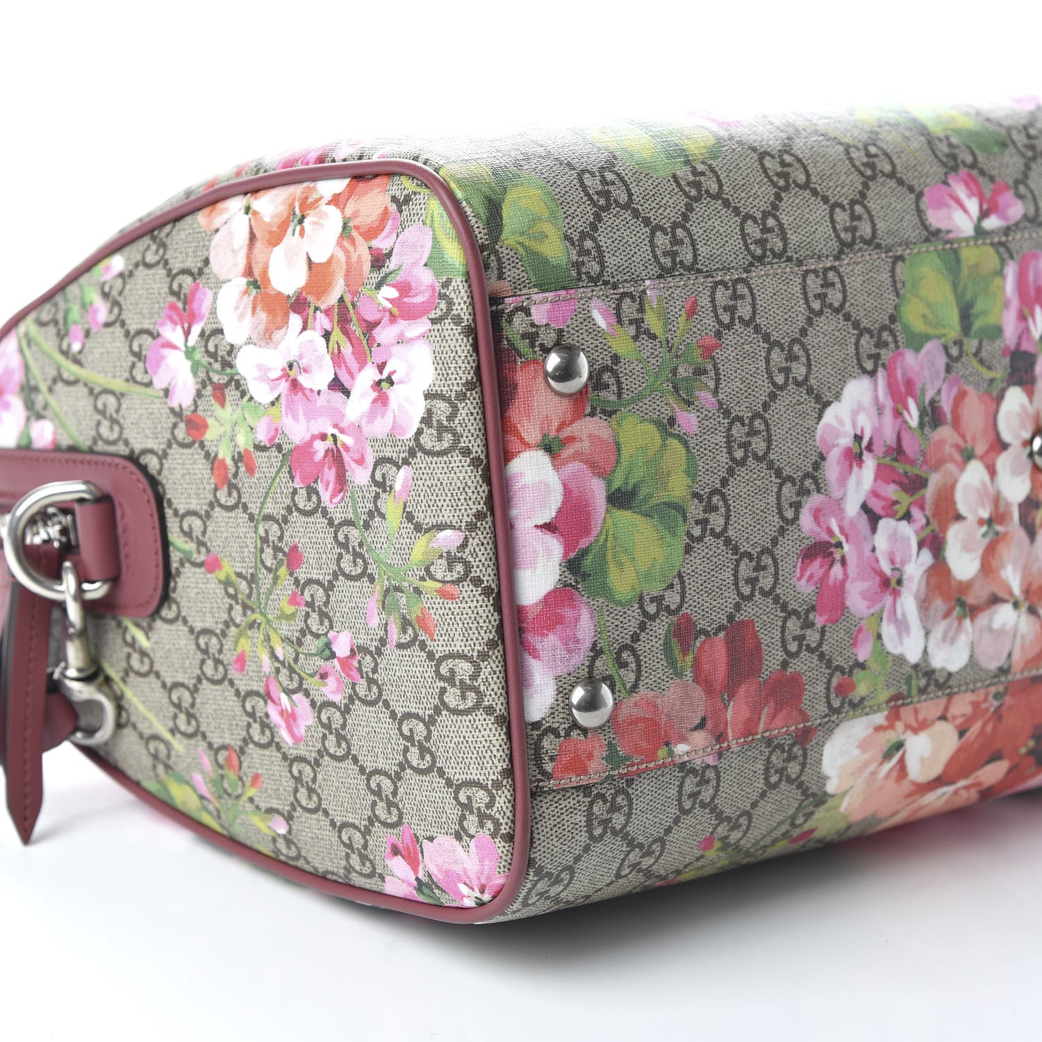 Gucci GG Supreme Monogram Blooms Medium Boston Beige Multicolor Dry Rose 6 of 10