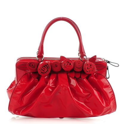 Valentino Garavani Coated Canvas Lacca Fleur Satchel Red 1 of 7