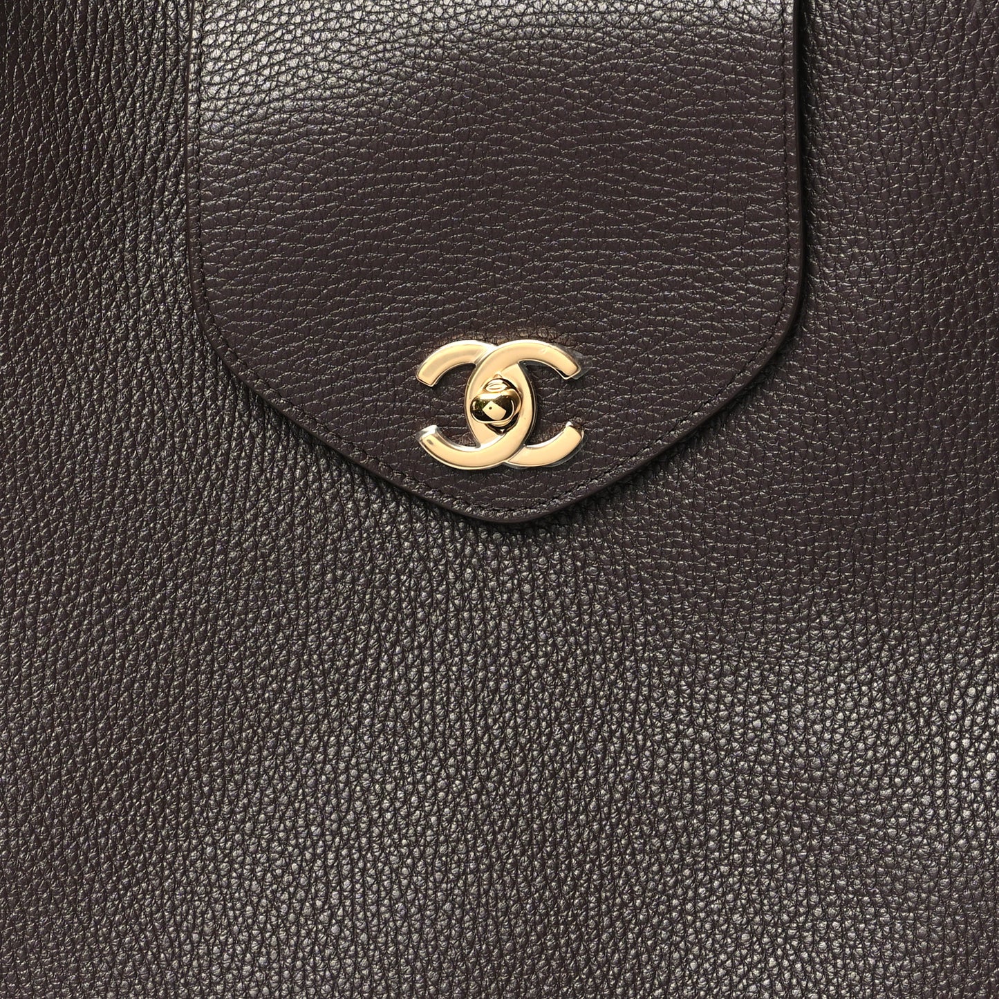 Grained Calfskin Large Shopping Bag Brown