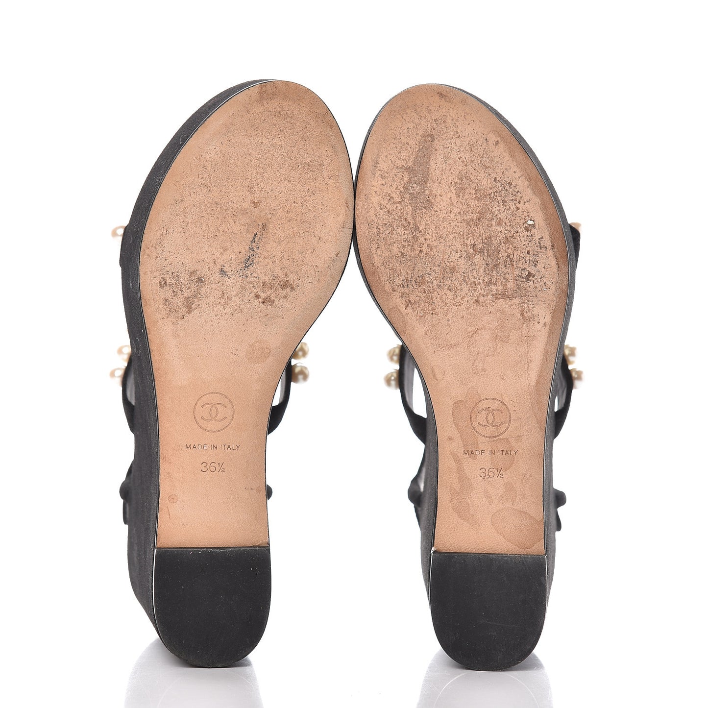 Suede Pearl Platform Sandal 36.5 Black