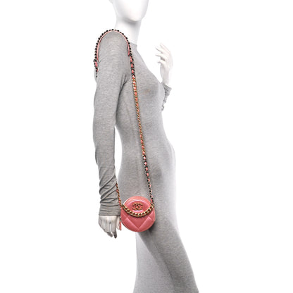 Chanel Iridescent Calfskin Quilted Chanel 19 Round Clutch With Chain Pink 2 of 11