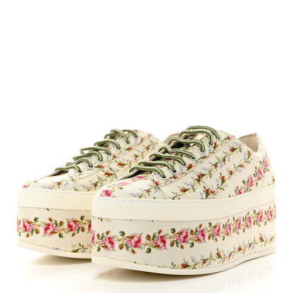 Gucci Canvas Floral Platform Sneakers 38 Ivory 3 of 9