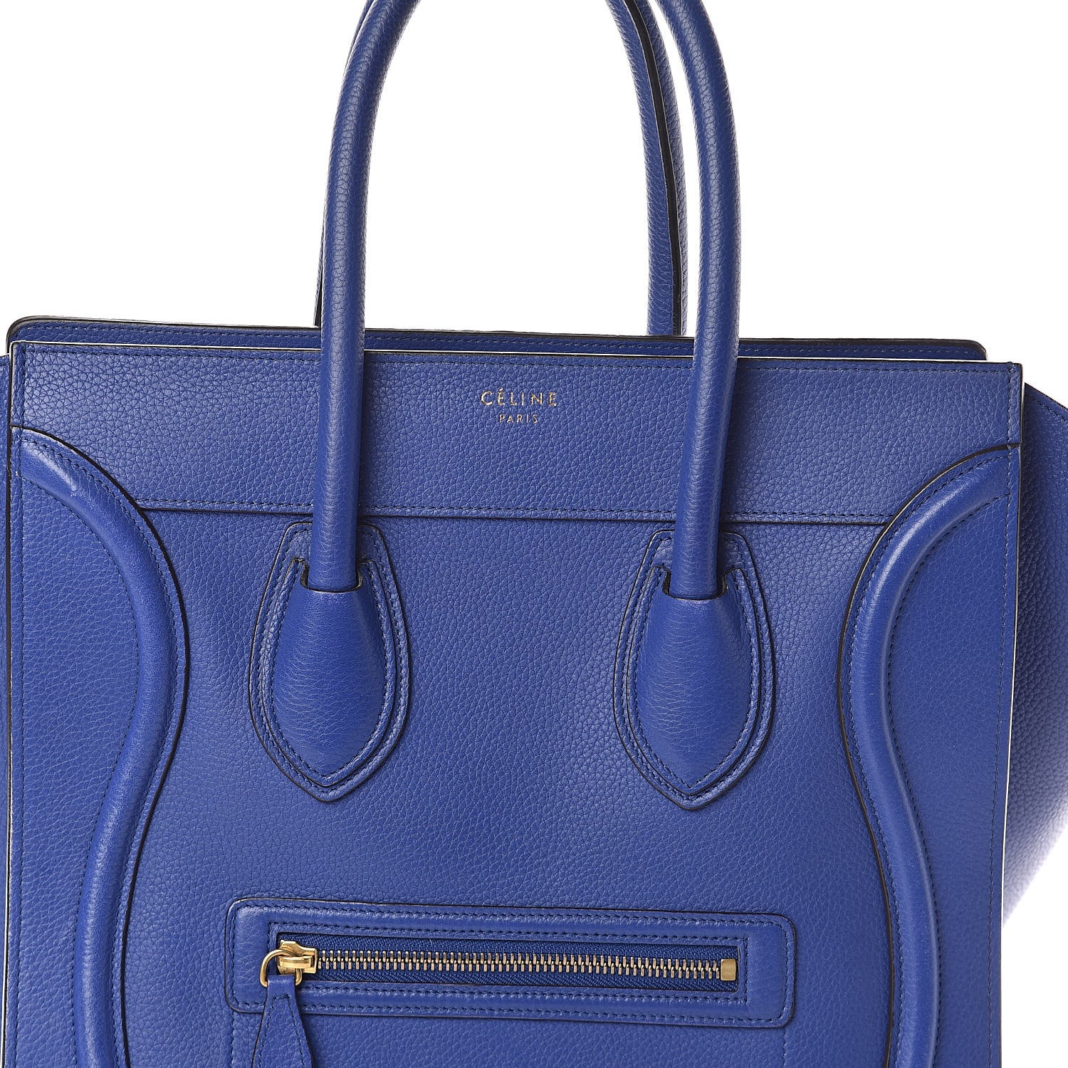 Celine Drummed Calfskin Mini Luggage Indigo 8 of 10