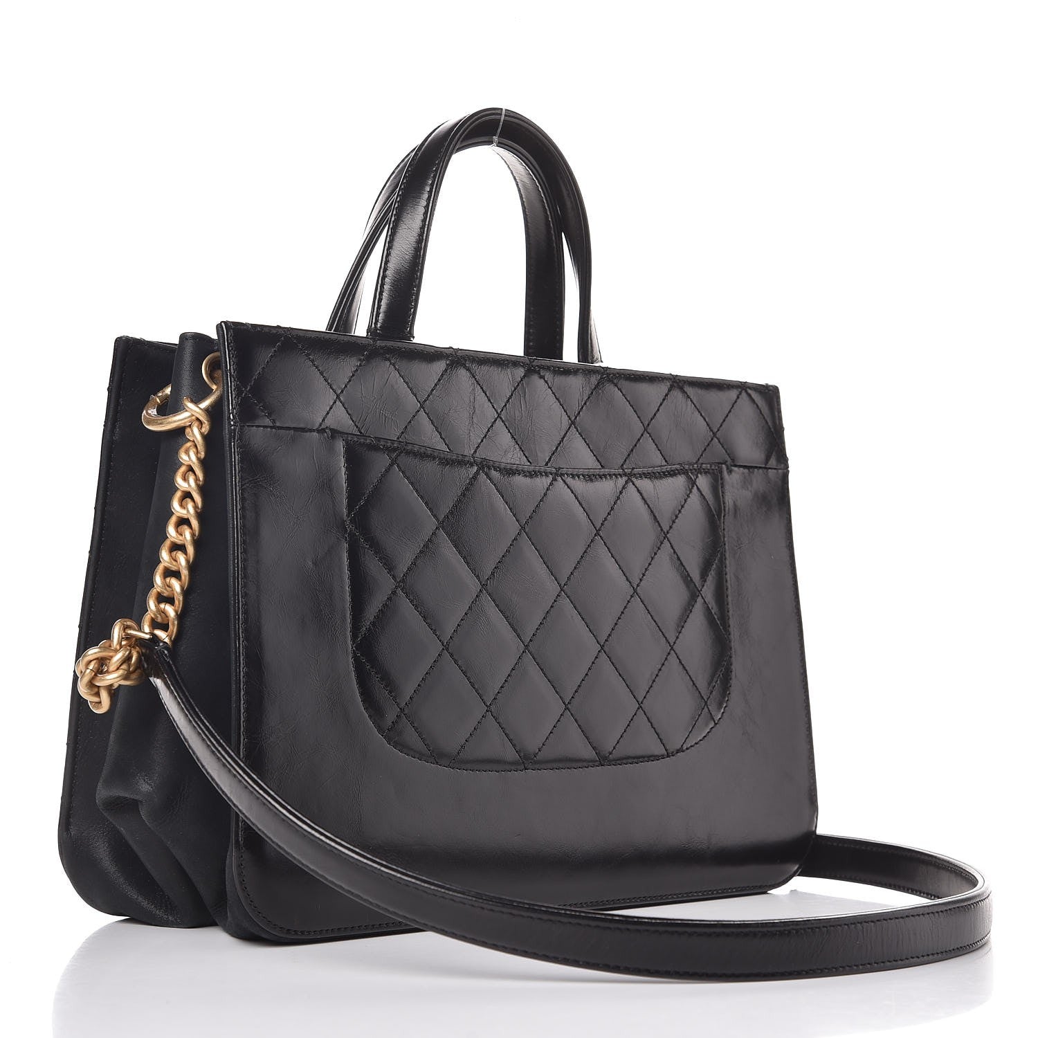 Chanel Glazed Iridescent Calfskin Quilted Tote Black 4 of 10