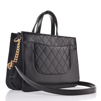 Chanel Glazed Iridescent Calfskin Quilted Tote Black 4 of 10