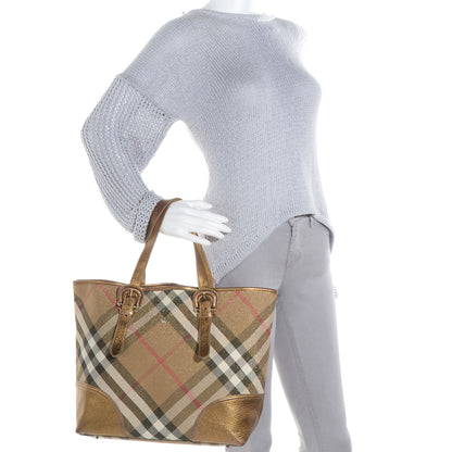 Burberry Shimmer Check Byron Tote Gold 2 of 10