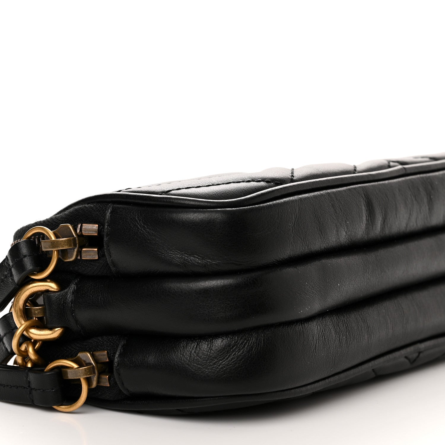 Gucci Calfskin Matelasse Mini GG Marmont Chain Crossbody Bag Black 11 of 16