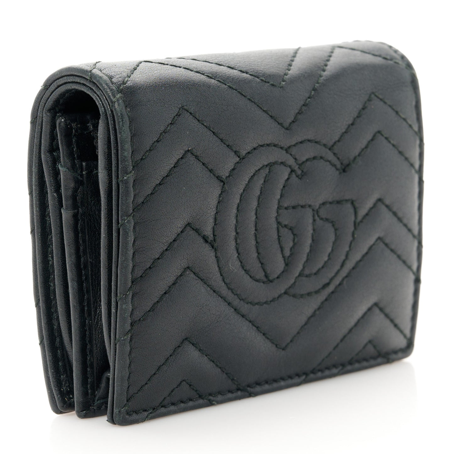 Calfskin Matelasse GG Marmont Card Case Black