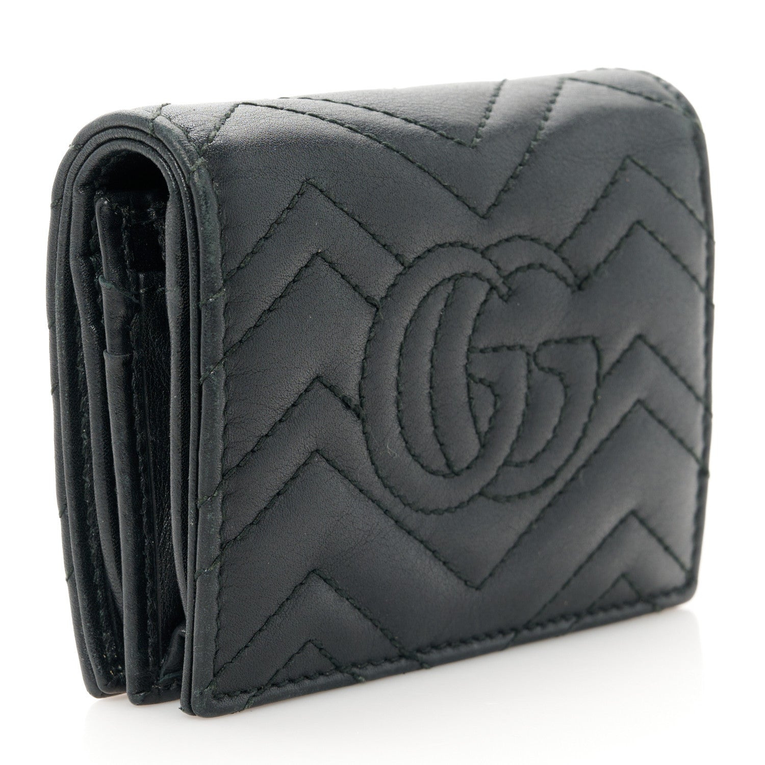 Gucci Calfskin Matelasse GG Marmont Card Case Black 3 of 10