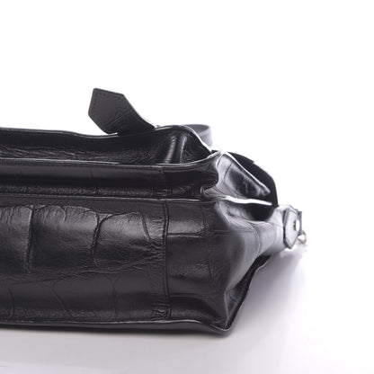 Proenza Schouler Calfskin Crocodile Embossed Medium PS1 Satchel Black 12 of 12