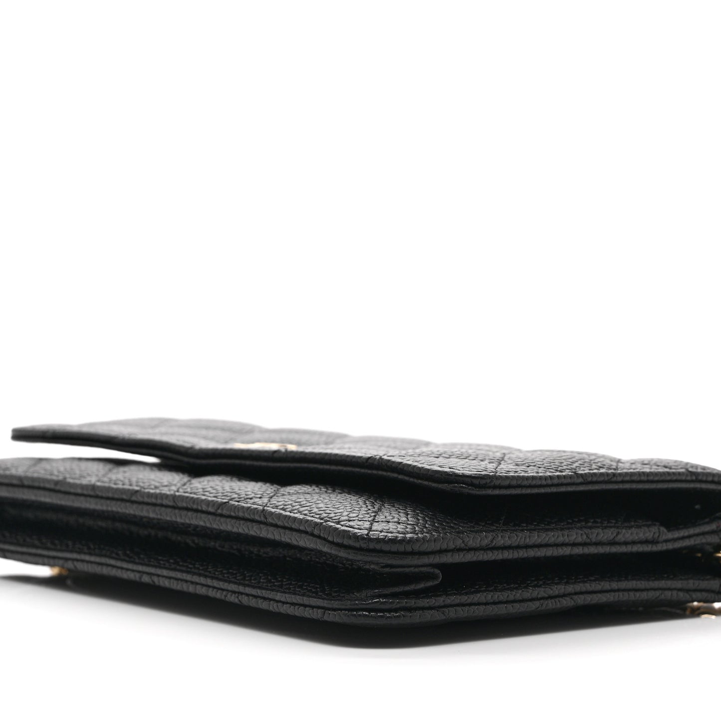 Caviar Quilted Wallet on Chain WOC Black