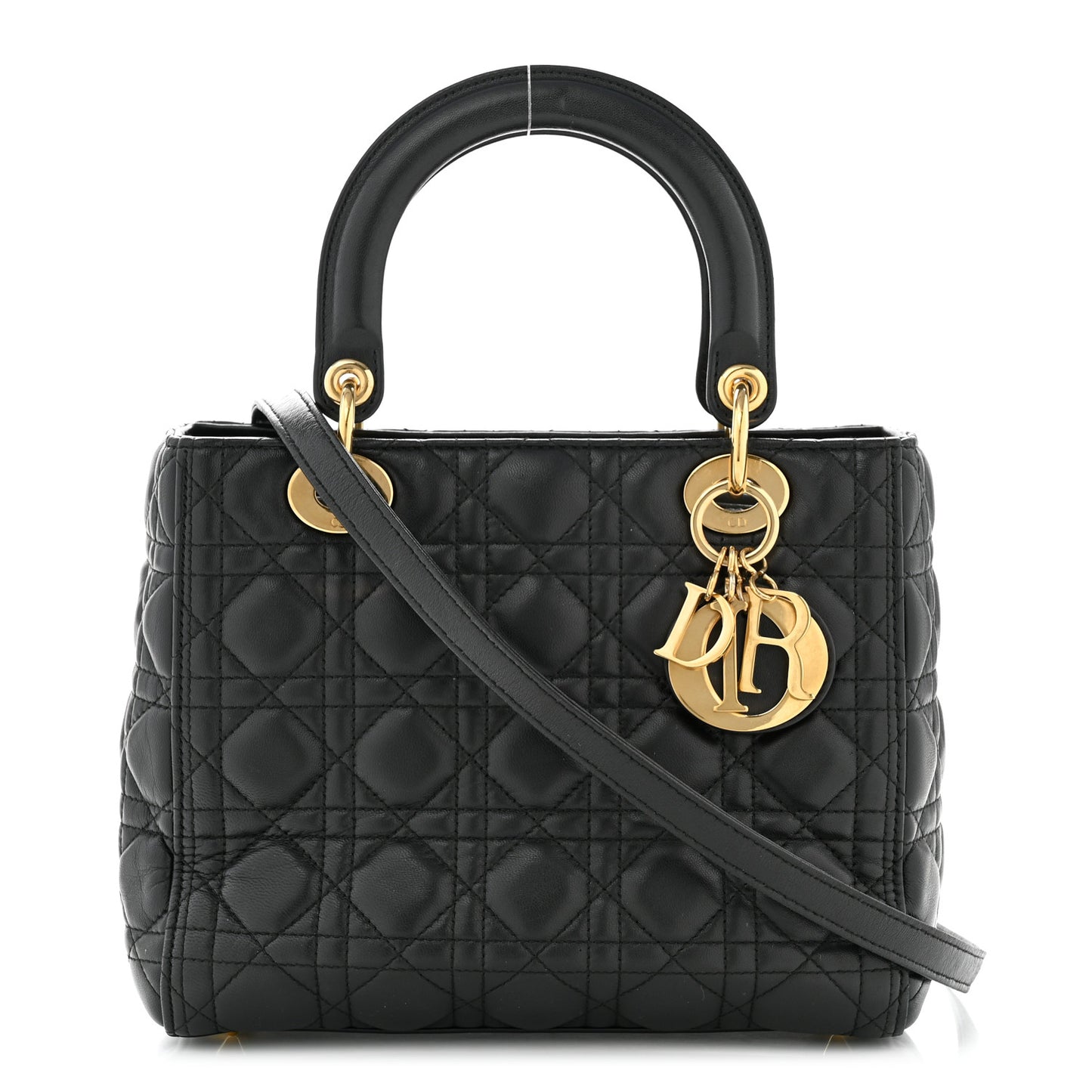 Lambskin Cannage Medium Lady Dior Black