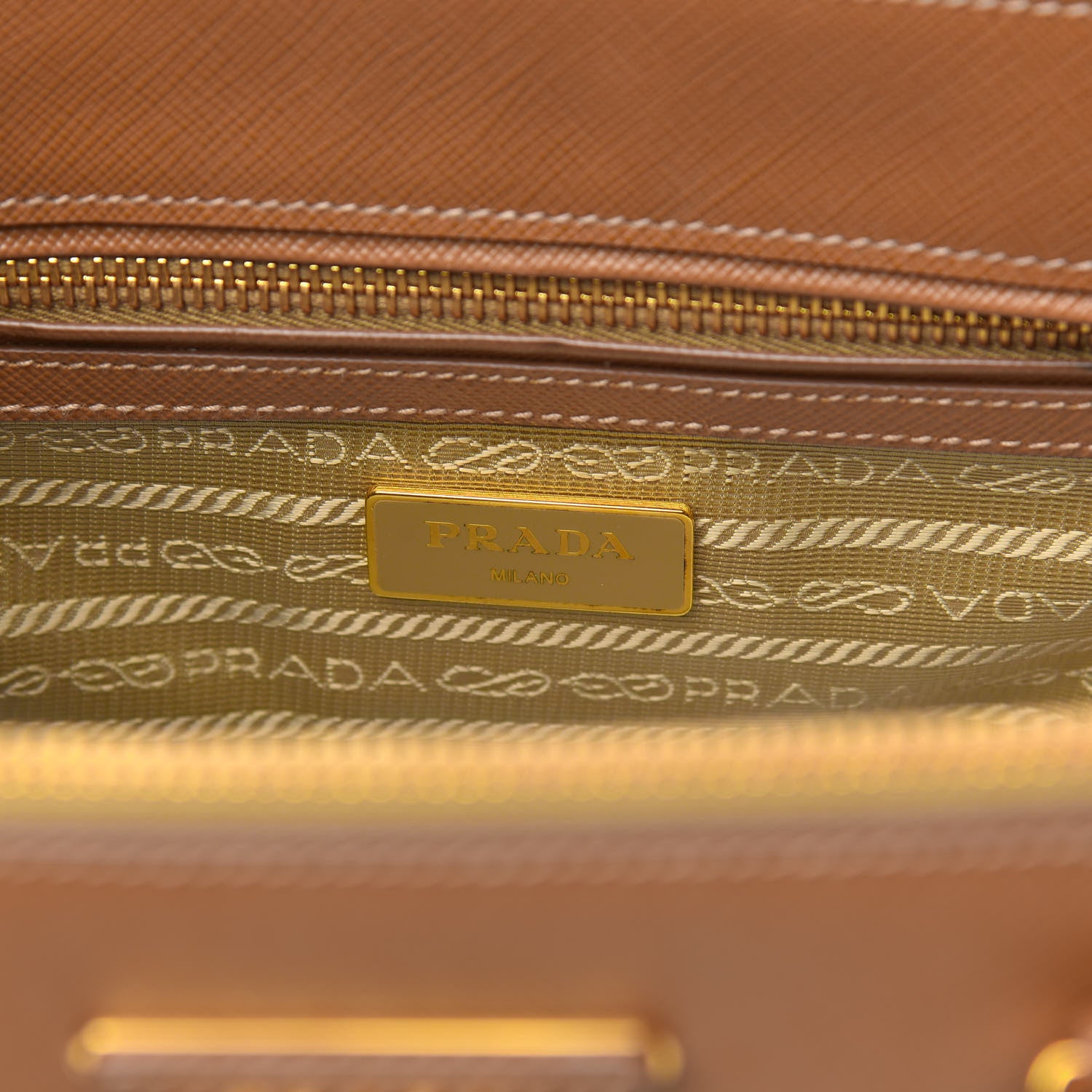 Prada Saffiano Small Galleria Double Zip Tote Caramel 6 of 10