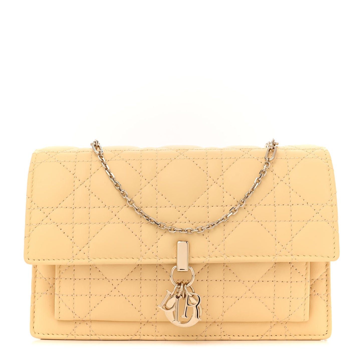 Lambskin Cannage Lady Dior Chain Pouch Latte