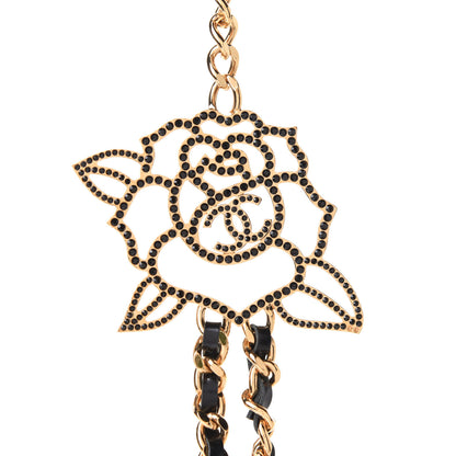 Chanel Glazed Calfskin Crystal CC Camellia Long Necklace Gold 3 of 6