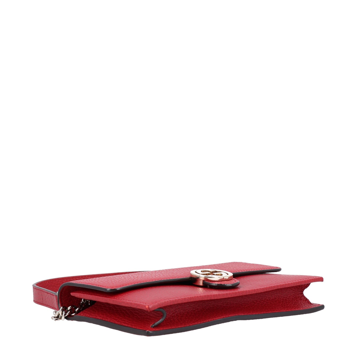 Dollar Calfskin Interlocking G Chain Wallet Red