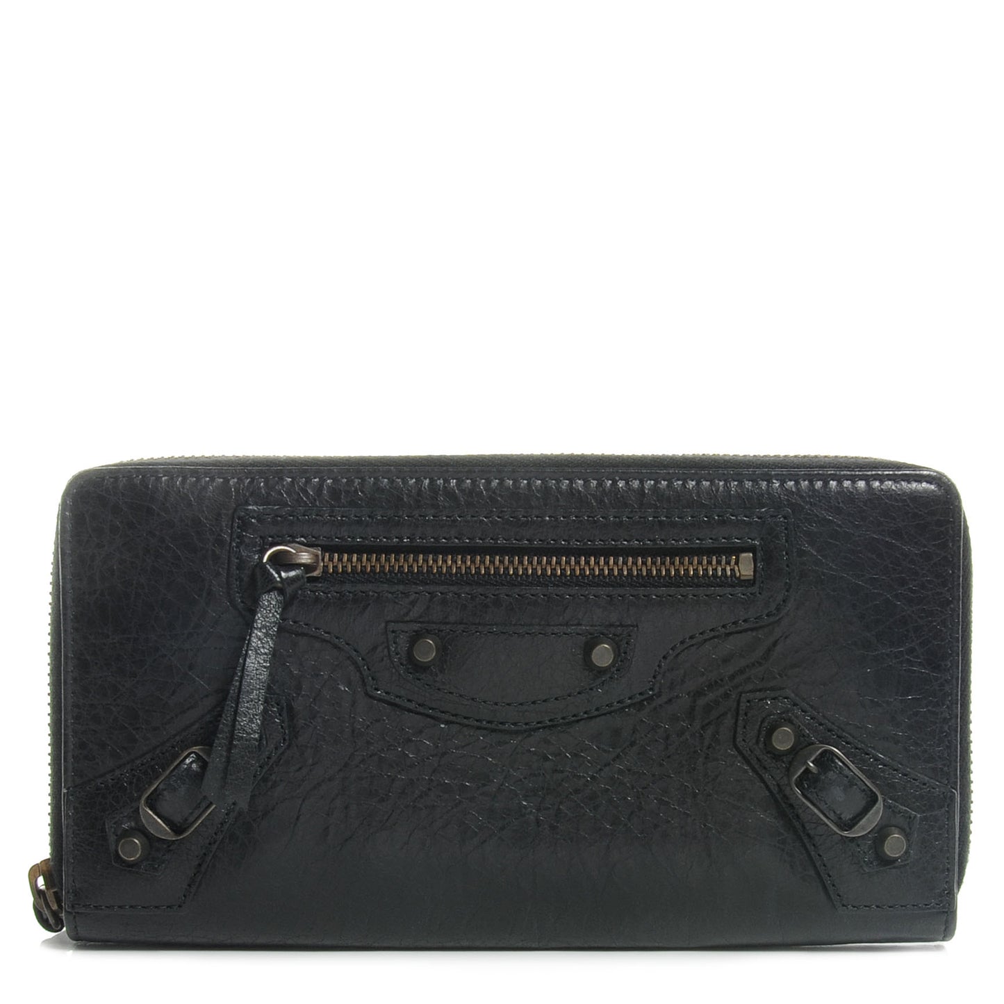 Arena Classic Hardware Continental Zip Around Wallet Black