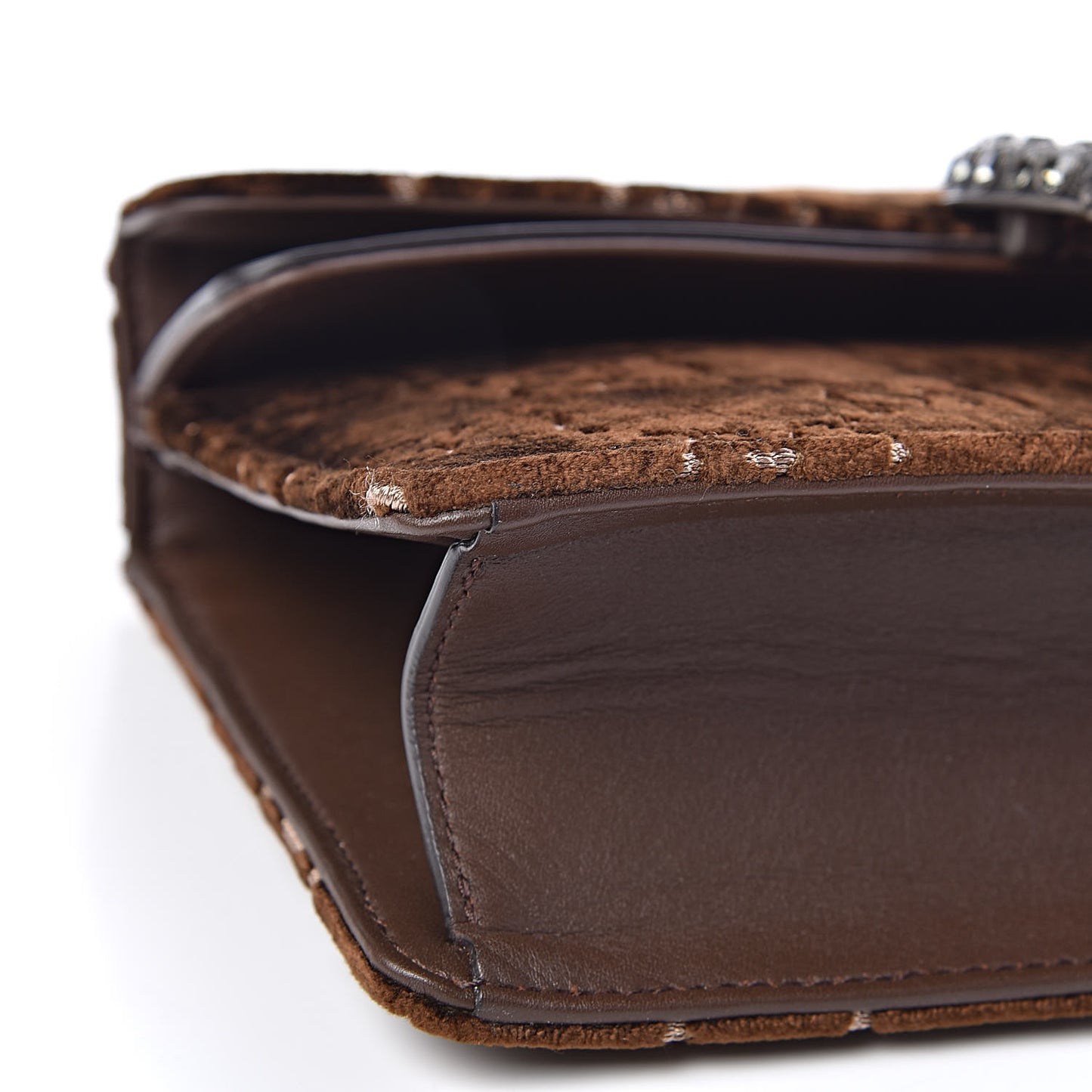 Velvet Moon Calfskin Crystal GG Monogram Small Dionysus Shoulder Bag Brown Vintage Cocoa Black Diamond