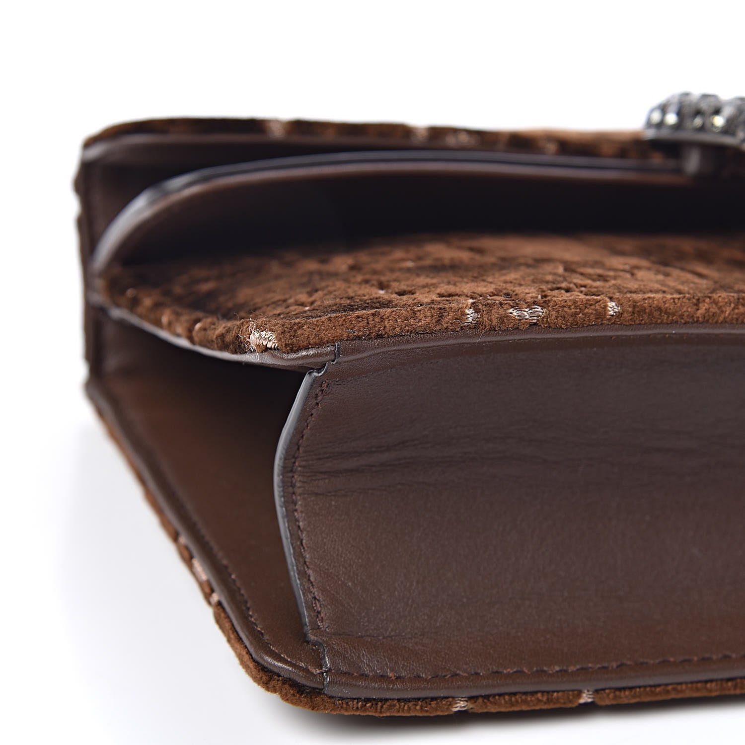 Gucci Velvet Moon Calfskin Crystal GG Monogram Small Dionysus Shoulder Bag Brown Vintage Cocoa Black Diamond 5 of 10