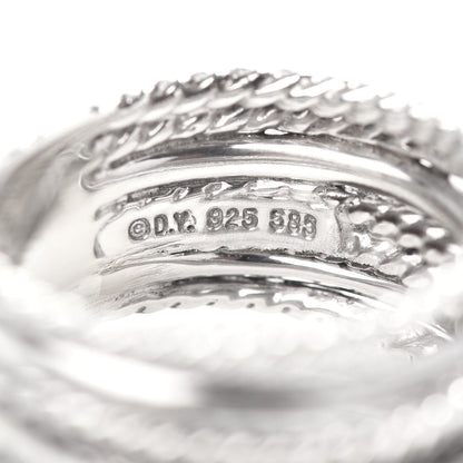David Yurman Sterling Silver 14K White Gold Diamond 11mm Wide Crossover Cable Ring 54 7 5 of 5