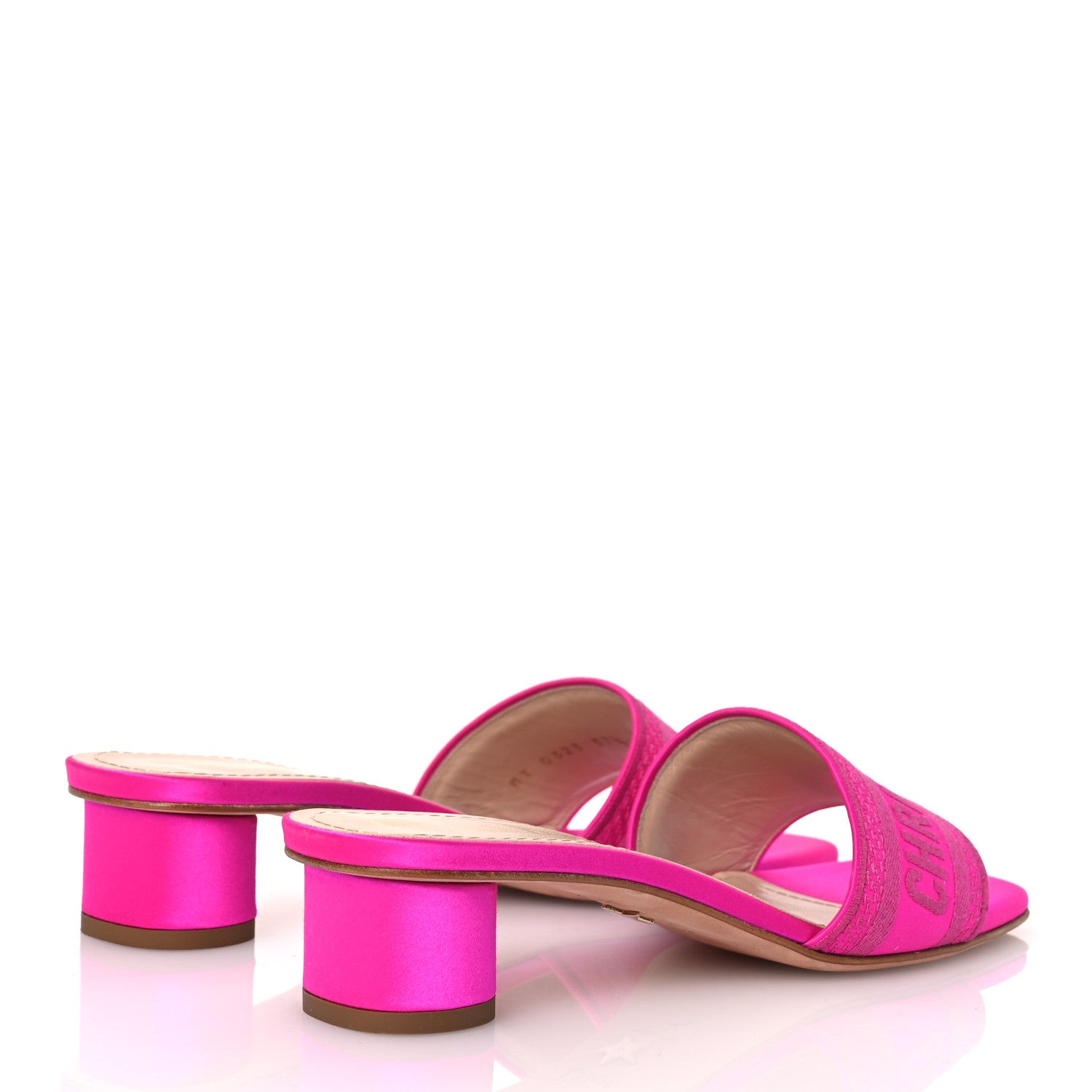 Christian Dior Satin Dioriviera Embroidered Dway 35mm Slide Sandals 37.5 Rani Pink 5 of 15