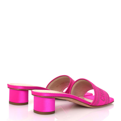 Christian Dior Satin Dioriviera Embroidered Dway 35mm Slide Sandals 37.5 Rani Pink 5 of 15