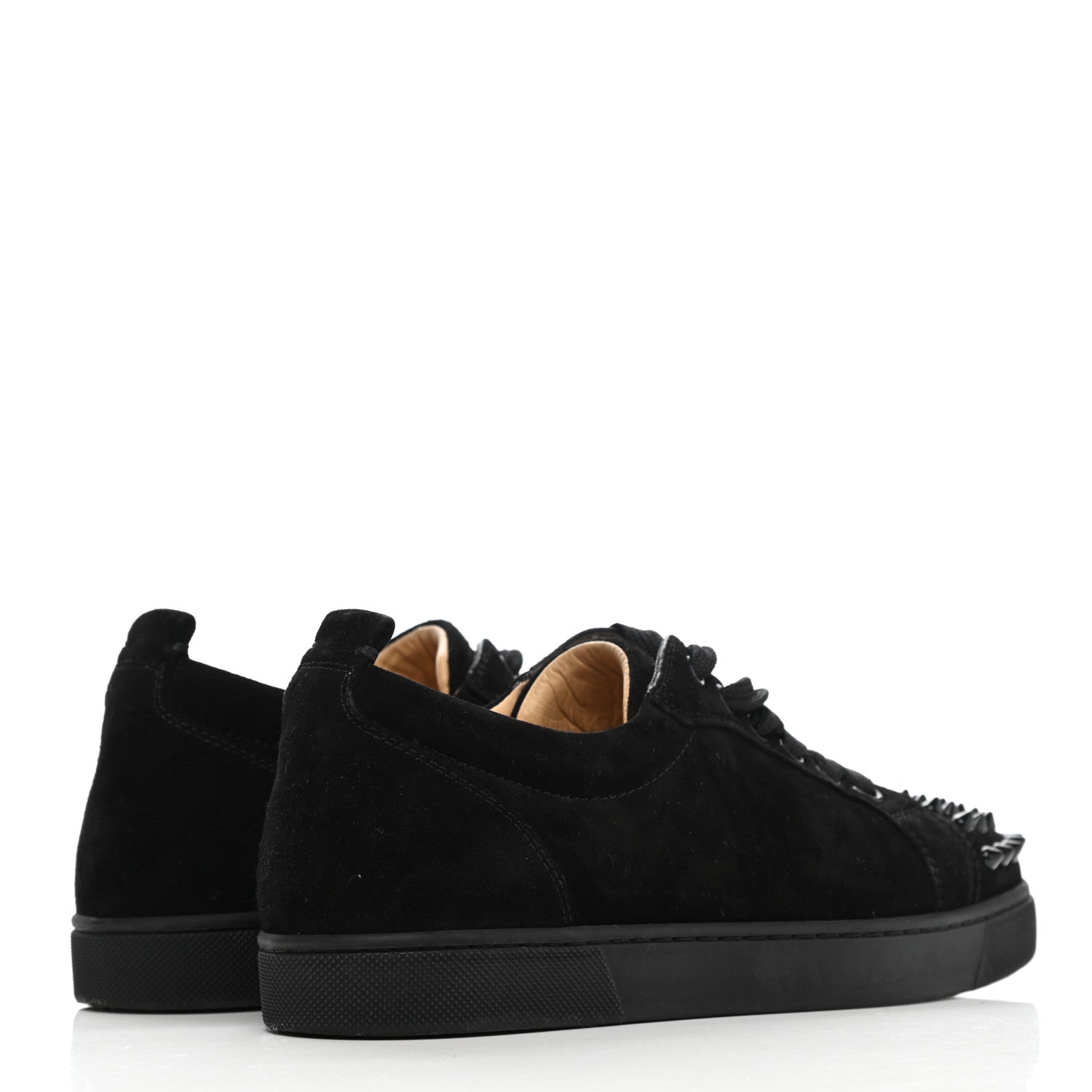 Christian Louboutin Suede Louis Junior Spikes Flat Sneakers 37.5 Black 4 of 9