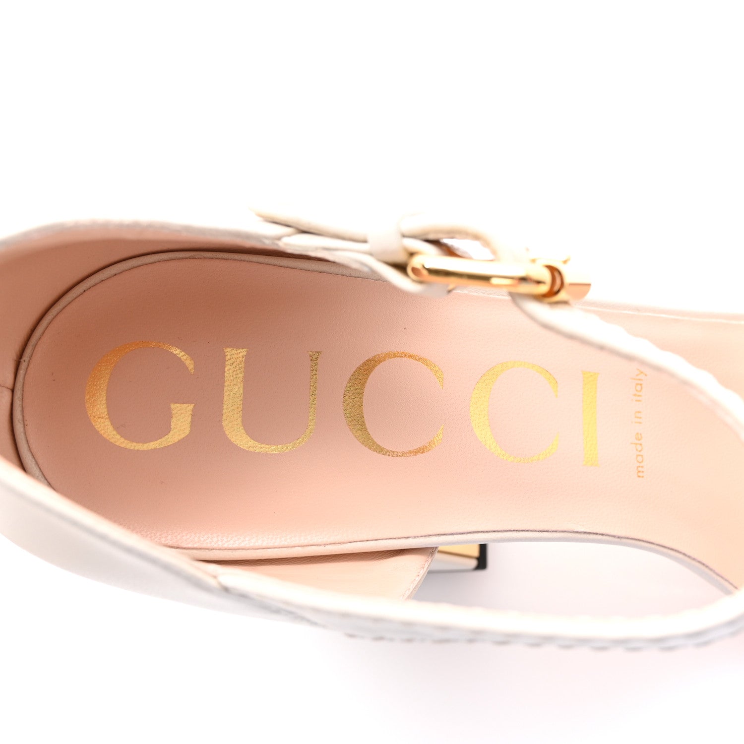 Gucci Nappa Horsebit Cross Strap 95mm Sandals 41 Mystic White 8 of 9