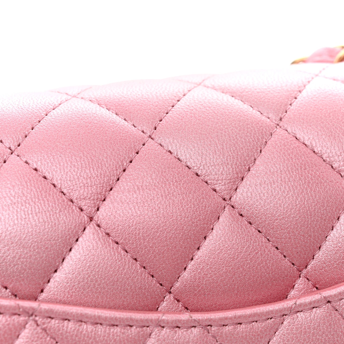Cloudy Pearly Goatskin Quilted Medium Double Flap Pink