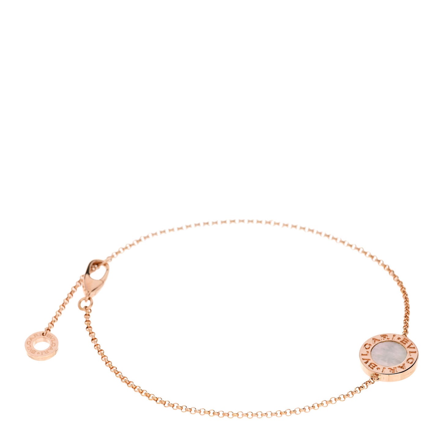 18K Rose Gold Mother of Pearl Bvlgari Bvlgari Engravable Bracelet ML
