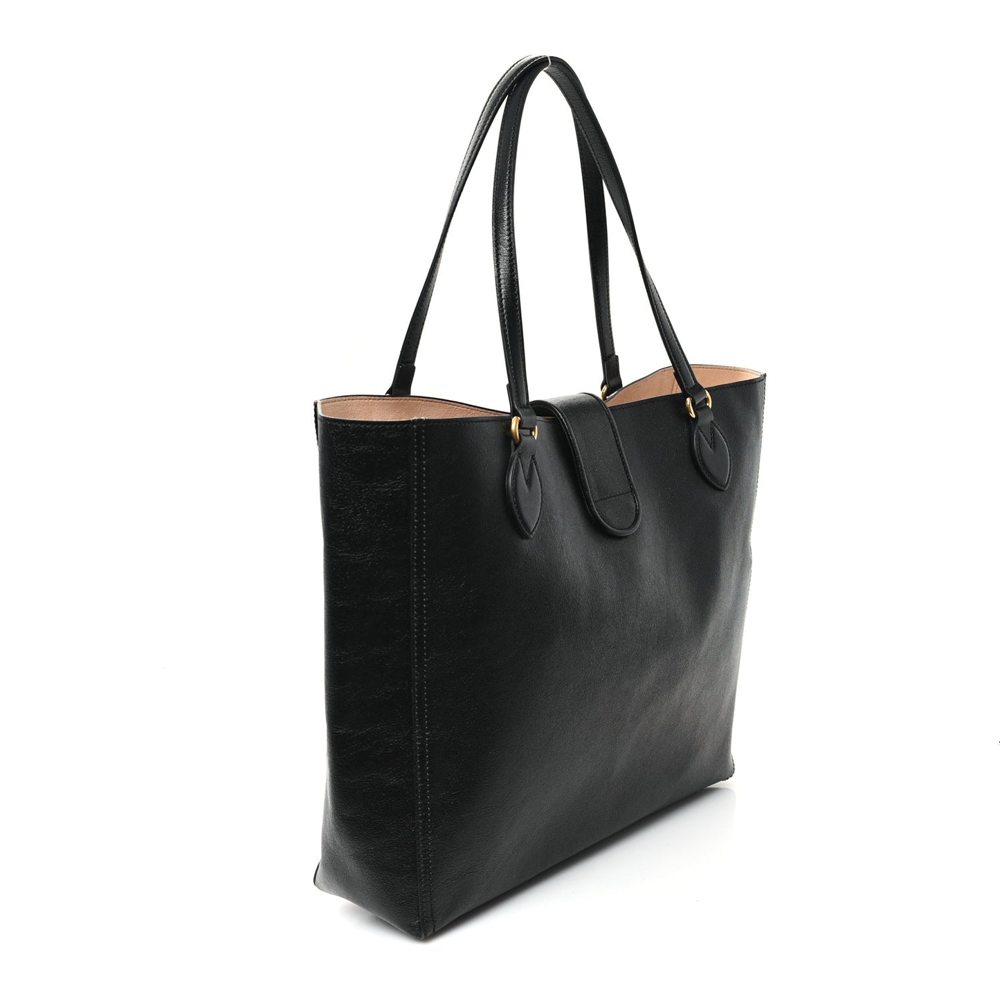 New Sakai Calfskin Lux Medium Dahlia Tote Black