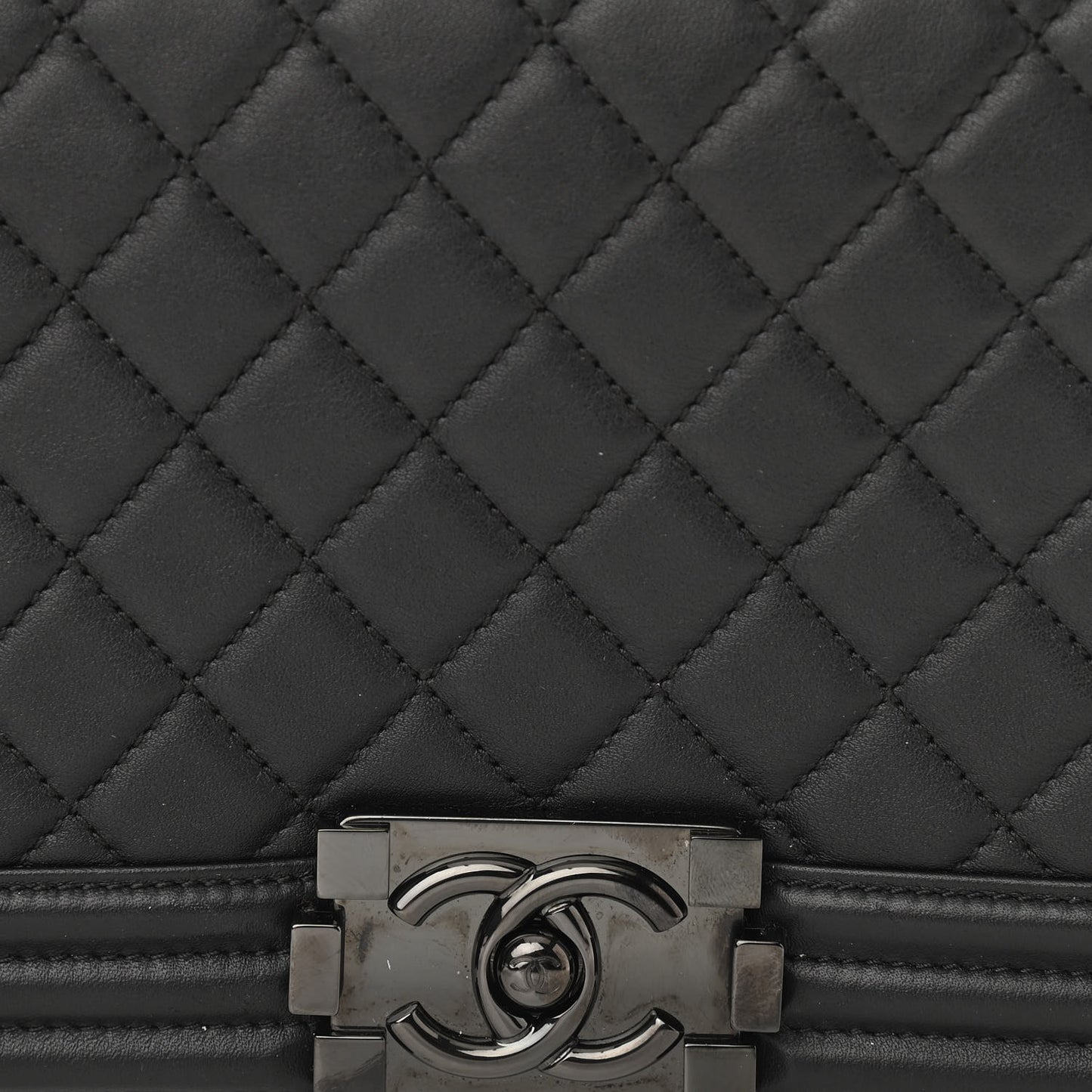 Calfskin Quilted Boy Clutch With Removable Chain So Black