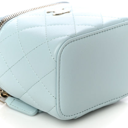 Chanel Lambskin Quilted Top Handle Mini Vanity Case With Chain Light Blue 9 of 10