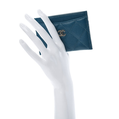 Chanel Caviar Quilted Card Holder Blue 2 of 9